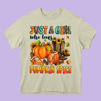 Just A Girl Who Loves Pumpkin Spice Heavy Core Tee Designed By Zillion Design Studio