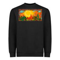 Black western  sunset cactus leopard serape   license plate template Heavyweight Sweatshirt - BarkalooDesign
