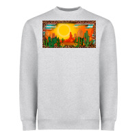 Heather Grey western  sunset cactus leopard serape   license plate template Heavyweight Sweatshirt - BarkalooDesign