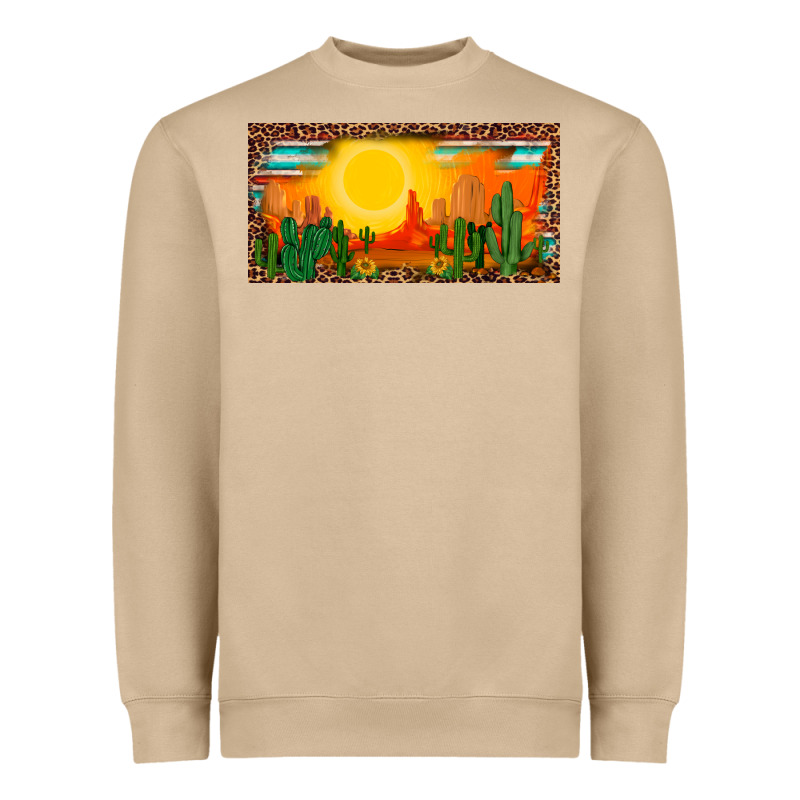 Western  Sunset Cactus Leopard Serape   License Plate Template Heavyweight Sweatshirt by BarkalooDesign | Teevron