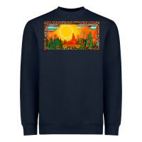Navy western  sunset cactus leopard serape   license plate template Heavyweight Sweatshirt - BarkalooDesign