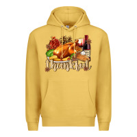 Antique Gold Thankful with Turkey Premium Hoodie - texasbilliewilder
