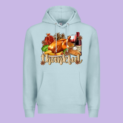 Thankful With Turkey Premium Hoodie Designed By Texasbilliewilder
