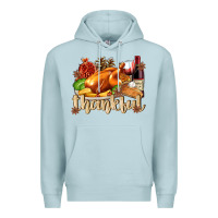 Blue Mist Thankful with Turkey Premium Hoodie - texasbilliewilder