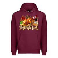 Burgundy Thankful with Turkey Premium Hoodie - texasbilliewilder