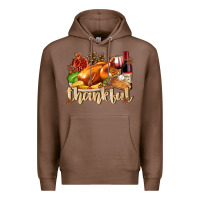 Chestnut Thankful with Turkey Premium Hoodie - texasbilliewilder
