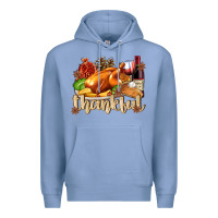 Colony Blue Thankful with Turkey Premium Hoodie - texasbilliewilder