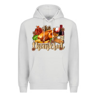 Dove Grey Thankful with Turkey Premium Hoodie - texasbilliewilder