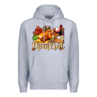 Heather Grey Thankful with Turkey Premium Hoodie - texasbilliewilder