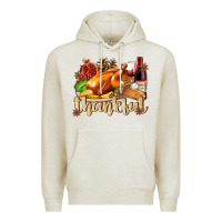 Oatmeal Heather Thankful with Turkey Premium Hoodie - texasbilliewilder