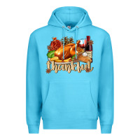 Ocean Blue Thankful with Turkey Premium Hoodie - texasbilliewilder
