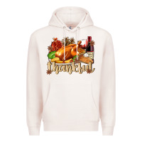 Pale Pink Thankful with Turkey Premium Hoodie - texasbilliewilder