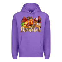 Purple Thankful with Turkey Premium Hoodie - texasbilliewilder