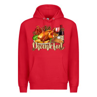 Red Thankful with Turkey Premium Hoodie - texasbilliewilder