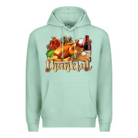 Seafoam Thankful with Turkey Premium Hoodie - texasbilliewilder