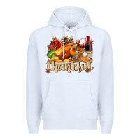White Thankful with Turkey Premium Hoodie - texasbilliewilder