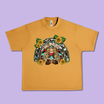Western Gnome Sunflowers Rainbow Urban Heavy Tee Designed By Barkaloodesign