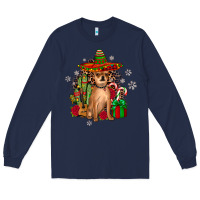 Navy Chihuahua Christmas Long Sleeve Tee - JahusDesignShop