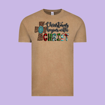 Christmas Begins With Christ Vintage Tee Designed By Adodesignshop