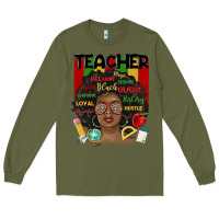 Army Green black woman teacher Long Sleeve Tee - MaliasSmallBusiness