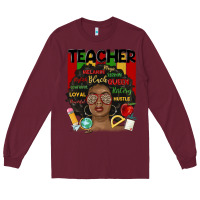 Burgundy black woman teacher Long Sleeve Tee - MaliasSmallBusiness