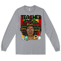 Heather Grey black woman teacher Long Sleeve Tee - MaliasSmallBusiness