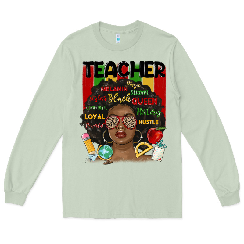Black Woman Teacher Long Sleeve Tee by MaliasSmallBusiness | Teevron