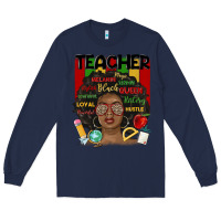 Navy black woman teacher Long Sleeve Tee - MaliasSmallBusiness
