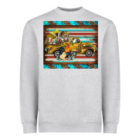 Heather Grey western truck farm animals serape leopard turquoise's Heavyweight Sweatshirt - BarkalooDesign