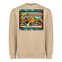 Mushroom western truck farm animals serape leopard turquoise's Heavyweight Sweatshirt - BarkalooDesign