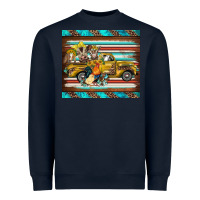 Navy western truck farm animals serape leopard turquoise's Heavyweight Sweatshirt - BarkalooDesign