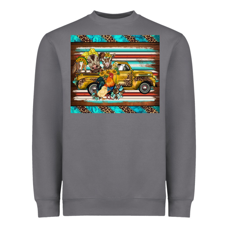 Western Truck Farm Animals Serape Leopard Turquoise's Heavyweight Sweatshirt by BarkalooDesign | Teevron