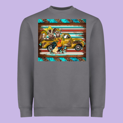 Western Truck Farm Animals Serape Leopard Turquoise's Heavyweight Sweatshirt Designed By Barkaloodesign