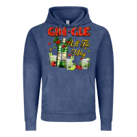 Vintage Denim gin`gle all the way with bottle and cocktails Vintage Hoodie - AdoDesignShop