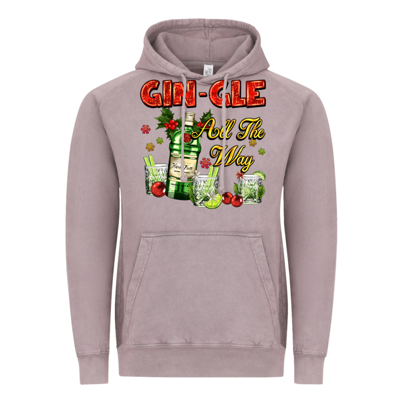 Gin`gle All The Way With Bottle And Cocktails Vintage Hoodie by AdoDesignShop | Teevron