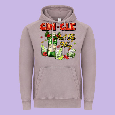 Gin`gle All The Way With Bottle And Cocktails Vintage Hoodie Designed By Adodesignshop