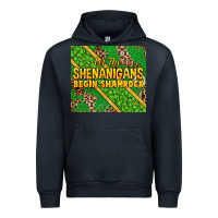Navy Let the shenanigans begin shamrock tumbler Urban Hoodie - HowdyJamesFarm
