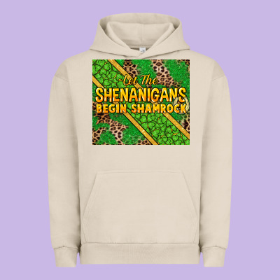 Let The Shenanigans Begin Shamrock Tumbler Urban Hoodie Designed By Howdyjamesfarm