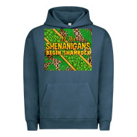 Pigment Midnight Navy Let the shenanigans begin shamrock tumbler Urban Hoodie - HowdyJamesFarm