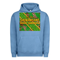 Pigment Pebble Blue Let the shenanigans begin shamrock tumbler Urban Hoodie - HowdyJamesFarm