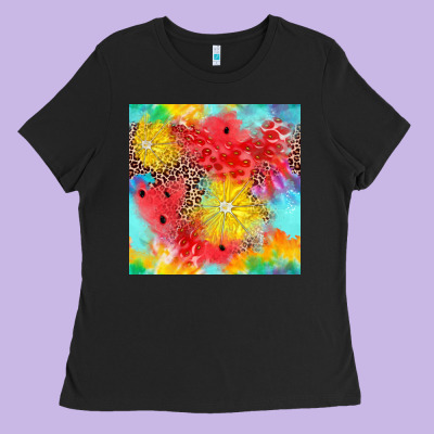 Fruits Leopard Seamless Pattern Ladies Tee Designed By Zillion Design Studio