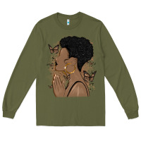 Army Green black woman praying Long Sleeve Tee - MaliasSmallBusiness