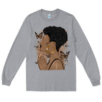 Heather Grey black woman praying Long Sleeve Tee - MaliasSmallBusiness