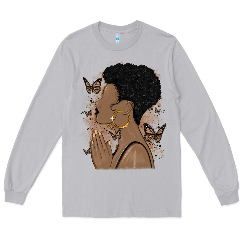 Black Woman Praying Long Sleeve Tee by MaliasSmallBusiness | Teevron
