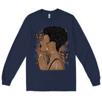 Navy black woman praying Long Sleeve Tee - MaliasSmallBusiness