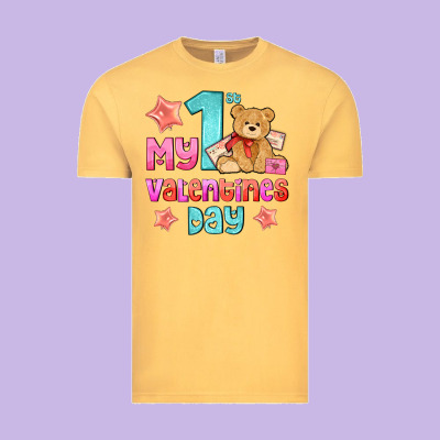 My First Valentines Day Vintage Tee Designed By Adodesignshop