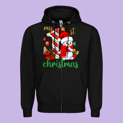 My 1 St Christmas With Cute Snowman Bbs Zipper Hoodie Designed By Bundleandbundleshop