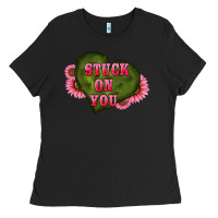 Black valentine's day stuck on you heart sunflowers Ladies Tee - RanaPortraitStore