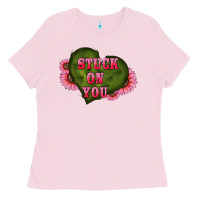 Bubblegum Pink valentine's day stuck on you heart sunflowers Ladies Tee - RanaPortraitStore