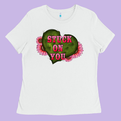 Valentine's Day Stuck On You Heart Sunflowers Ladies Tee Designed By Ranaportraitstore